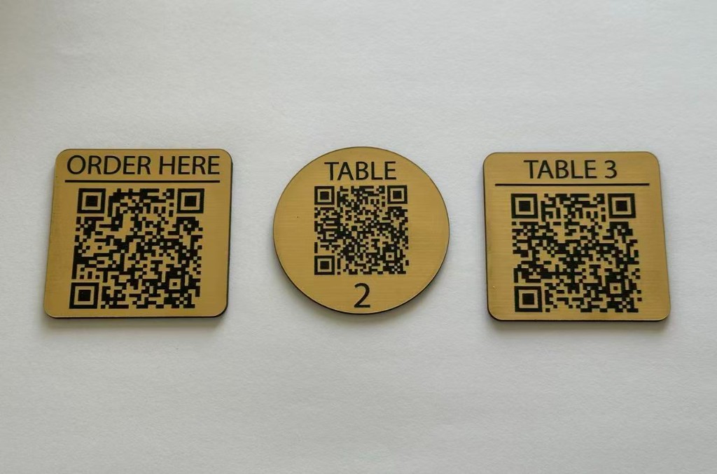 QR code table signs: Order Here, Table 2, Table 3